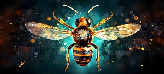 Pointillist grunge design of Hornet with abstract dotted pattern ,generative AI