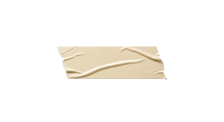 Realistic textured adhesive tape strip with creased surface and ragged edges, a versatile beige cutout graphic for creative design projects on a clean white backdrop.