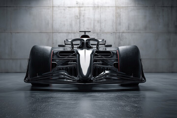 Racing Car in Industrial Setting. Formula 1 Racing Car with concrete background. Photoshoot.