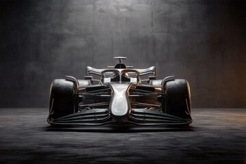 Racing Car in Industrial Setting. Formula 1 Racing Car with concrete background. Photoshoot.