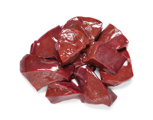 Raw liver on white background