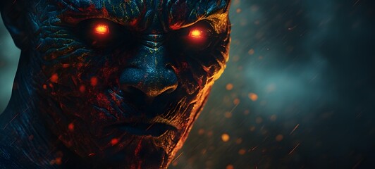 Pointillist grunge design of ifrit undead with abstract dotted pattern,generative AI