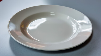 Single Ceramic Plate Top-Down View Pale Background