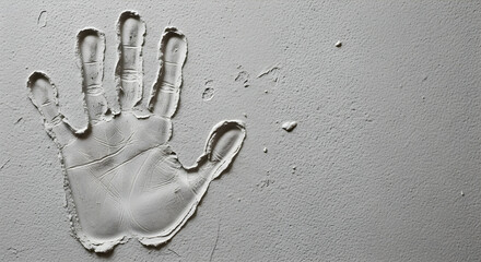 Handprint impression on textured gray background - identity and human touch
