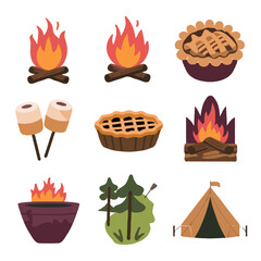Thanksgiving bundle Cozy campfire and pie collection with tent and marshmallows