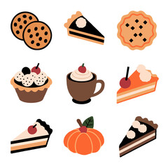Thanksgiving bundle Collection of delicious baked goods and desserts including pies cupcakes and cookies