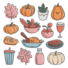 Thanksgiving bundle Autumn harvest collection of food and decorations