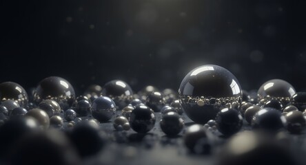 Abstract Spheres Collection, Shiny Dark Surface, Subtle Glow Background