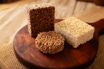Alegrias. Typical Mexican candy made from amaranth seeds and honey or sugar, it is molded into...