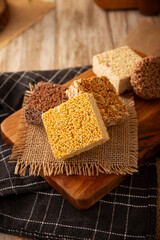 Alegrias. Typical Mexican candy made from amaranth seeds and honey or sugar, it is molded into...