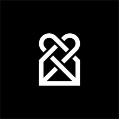 This futuristic logo merges a structural house base with a continuous, looping heart at the top. It is professional, representing community bonding, enduring quality, and modern, loving care services.