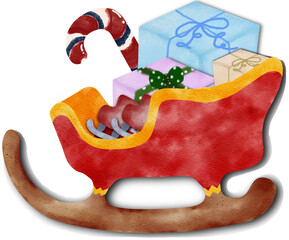 Christmas illustration with yellow duckling and roller skates.Cute yellow duckling