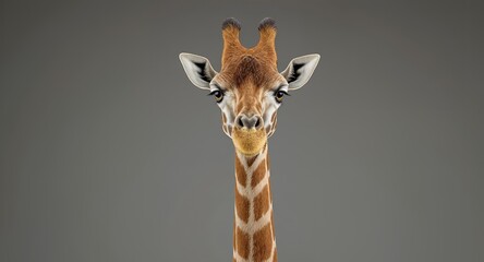 Close-up Portrait of a Giraffes Face and Neck