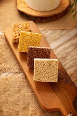 Alegrias. Healthy snack.Typical Mexican candy made from amaranth and honey or sugar, it is molded...