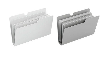 Two white and gray file folders, 3D rendered