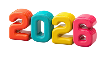 Vibrant 3D numbers for 2026