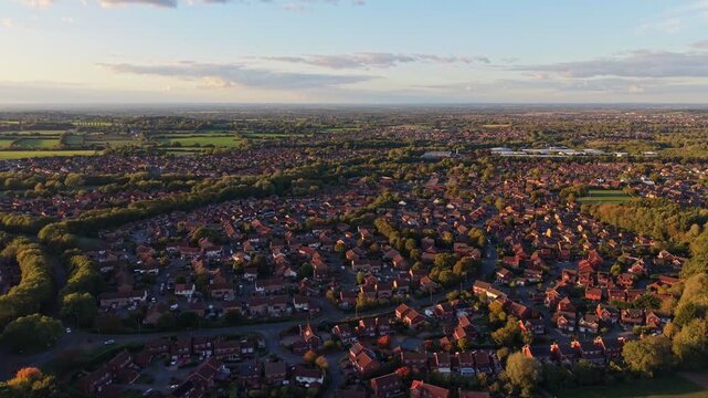 Sunset aerial video in West Swindon, Shaw, Middleleaze, Nine Elms, Ramleaze