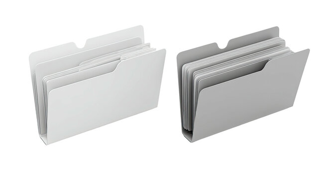 Two white and gray file folders, 3D rendered