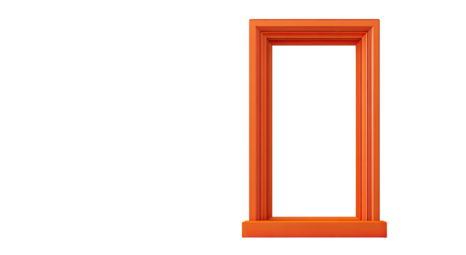 Orange doorway on black background