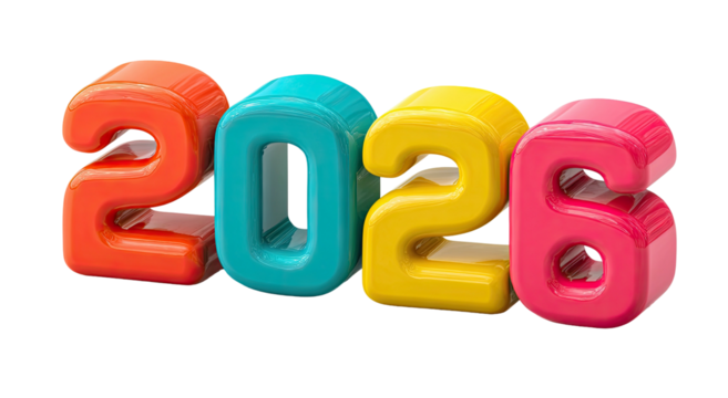 Vibrant 3D numbers for 2026
