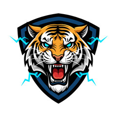 Roaring tiger head mascot log...