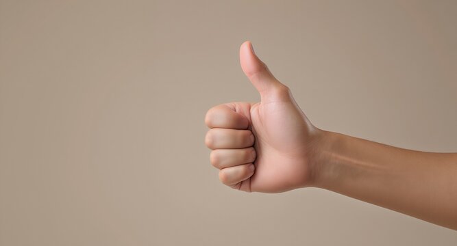 Gesture of Approval, Thumbs Up Sign for Success and Agreement