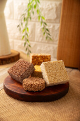 Alegrias. Typical Mexican candy made from amaranth seeds and honey or sugar, it is molded into...