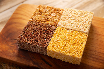 Alegrias. Typical Mexican candy made from amaranth seeds and honey or sugar, it is molded into...