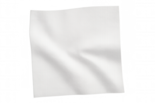 White crumpled paper overlay with natural shadow, textured fabric or cloth element on transparent background - Powered by Adobe