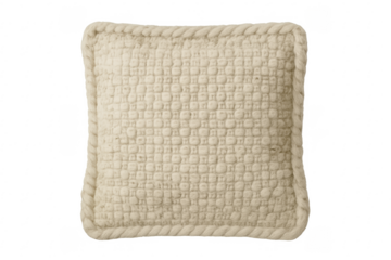 Woven cream cushion with textured rope edge