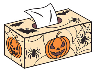 vector illustration of a halloween pumpkin tissue box