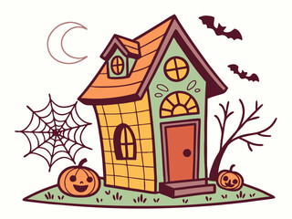 halloween house with pumpkin