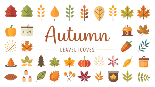 vector set of autumn leaves isolated on white background. PNG Transparent file type with high definition quality And vibrant color grading Available. - Powered by Adobe