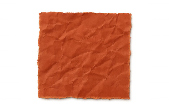 Orange crumpled ragged edge paper with wrinkled texture and distressed surface, isolated on transparent background