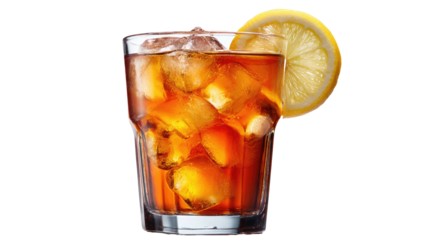 Iced tea in a glass with lemon