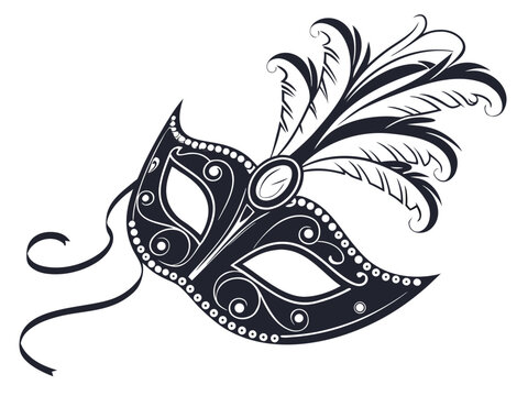 carnival mask vector illustration mask, venetian, gold, fantasy, black, traditional, masque, feathers, holiday, decoration, mystery, party, carnival, venice, costume, theater, face, italy, fun, feathe