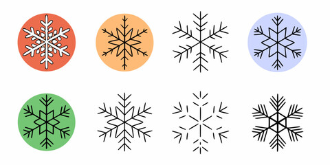 set of snowflakes illustration, icon, winter, vector, decoration