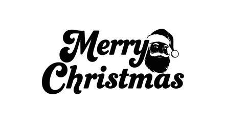 Festive Merry Christmas greeting with Santa's silhouette integrated into the text design.