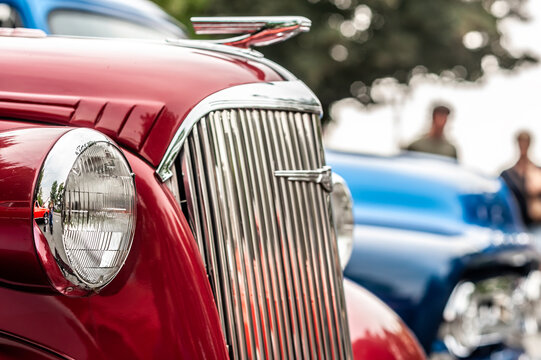 Classic American Cars on Display at Outdoor Exhibition 