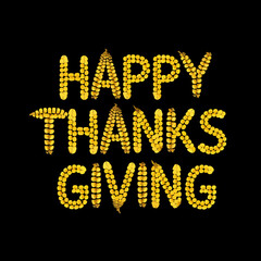 Happy thanksgiving illuminated text against a dark background