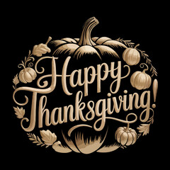 Elegant happy thanksgiving pumpkin design with autumn harvest elements