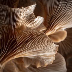 Detailed macro shot showcasing intricate mushroom gill patterns.
