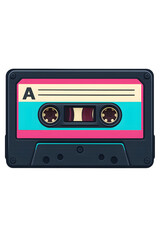 Fototapeta premium Nostalgic Audio Icon: A vintage cassette tape, a timeless symbol of music recording and playback, its design exuding retro charm and musical nostalgia.