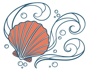 vector illustration of an abstract background sky, sun, decoration, nature, splash, illustration, water, vector, art, blue, waves, swirl, tribal, ornament, surf, wallpaper, fish, ocean, wave, design, 