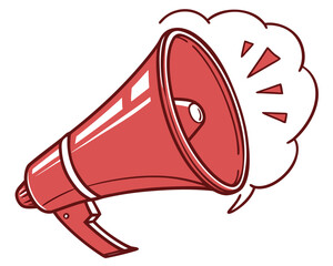 megaphone on white background megaphone, loudspeaker, announcement, message, news, public, speech, shout, vector, audio, announce, loud, bullhorn, speaker, communication, sound, voice, amplifier, obje