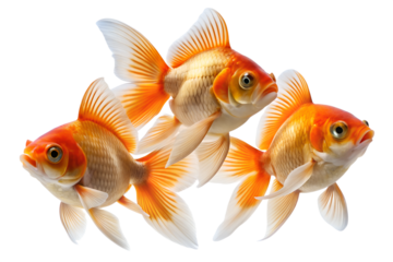 gold fish isolated on white, aquatic, swim, oranges, floating, fishes