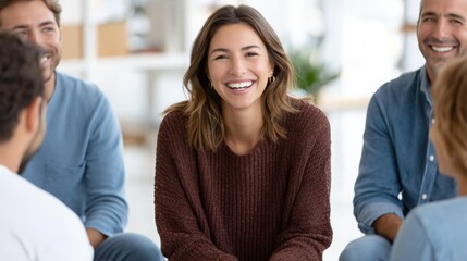 Corporate Team Meeting in Multicultural Environment with Smiling Woman