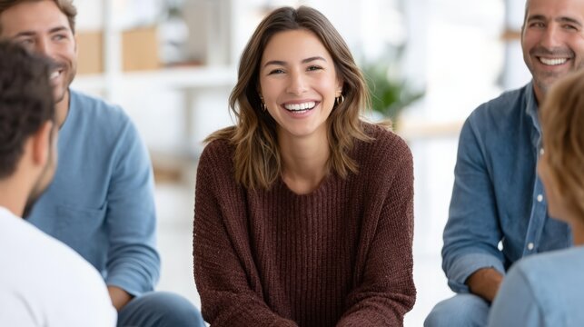 Corporate Team Meeting in Multicultural Environment with Smiling Woman - Powered by Adobe
