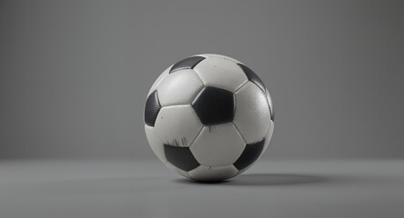 Classic Soccer Ball on Gray Background