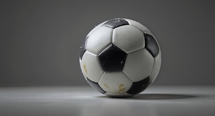 Classic Soccer Ball with Textured Panels on a Solid Background